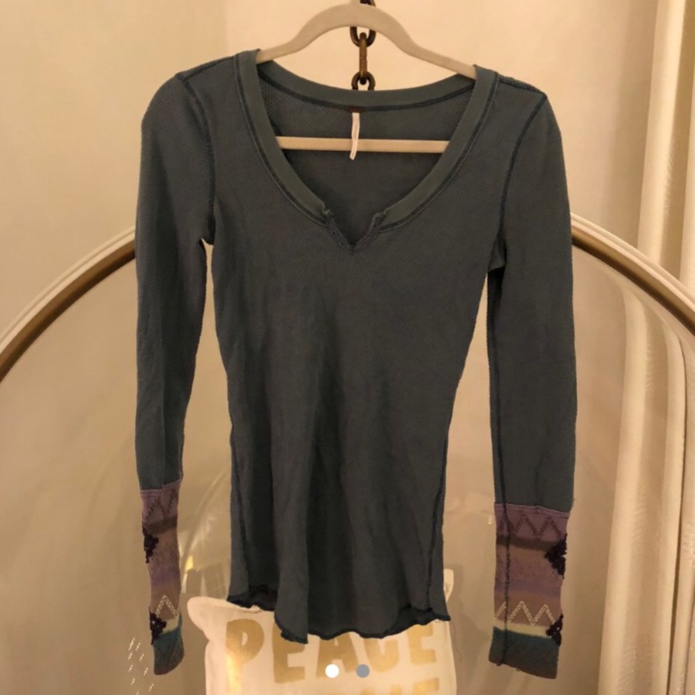 Free People Embroidered Thermal sweater